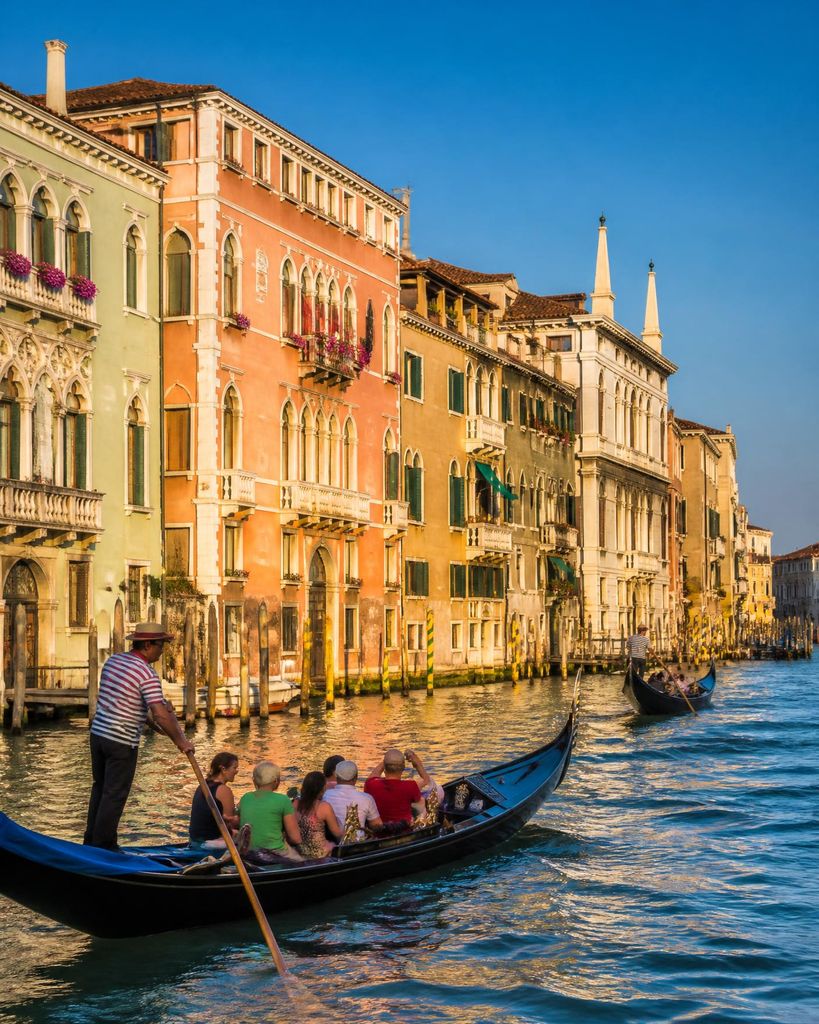 Gondolas on the Grand Canal in Venice, Italy